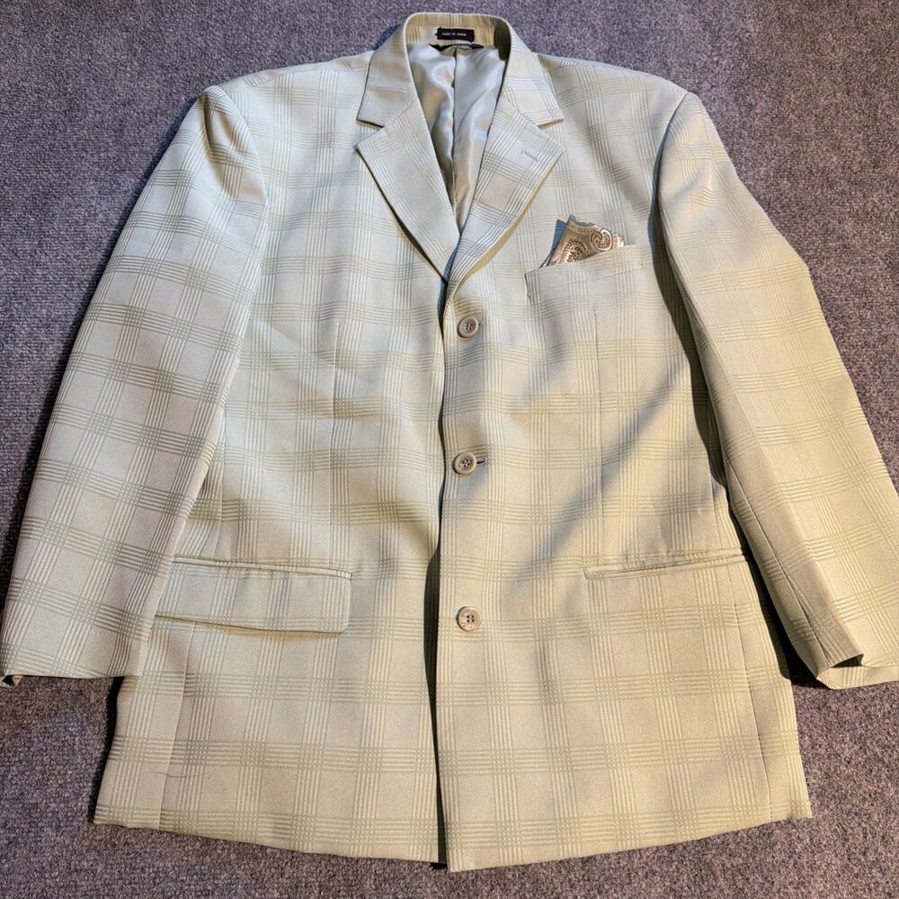 Zacchi Classico Italiano Blazer Mens 40 R Green Glen Plaid 100% Polyester